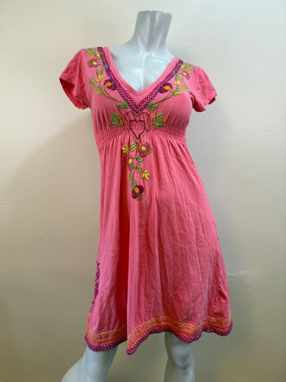 Johnny Was JWLA Embroidered Butterfly Gypsy Folk Boho Dress Medium